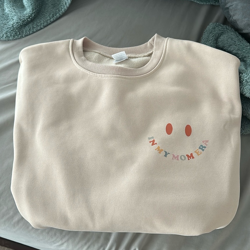 Mom Era Cream Crewneck Pullover